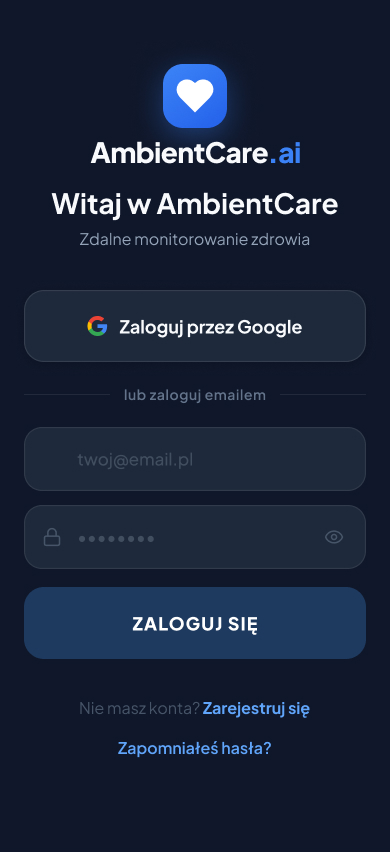 Ekran logowania AmbientCare.ai