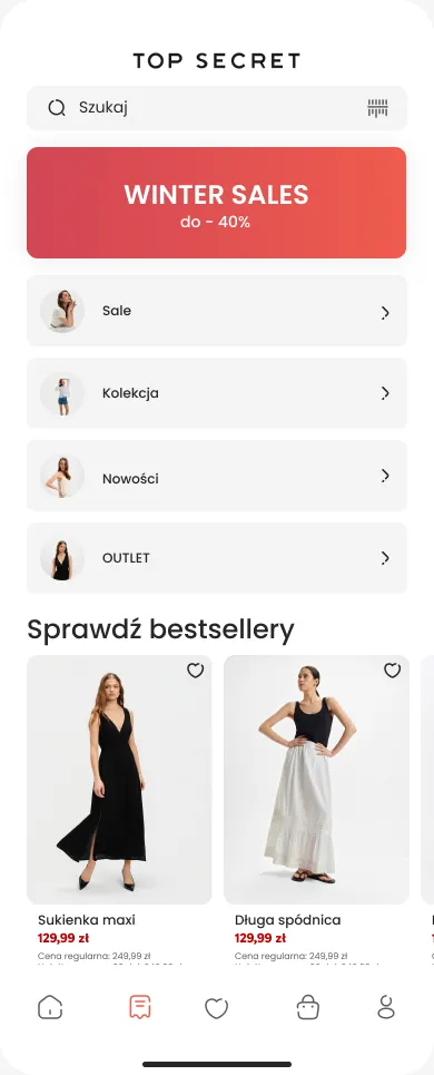 Zakładka Kategorie — pierwszy z trzech poziomów menu (P6)